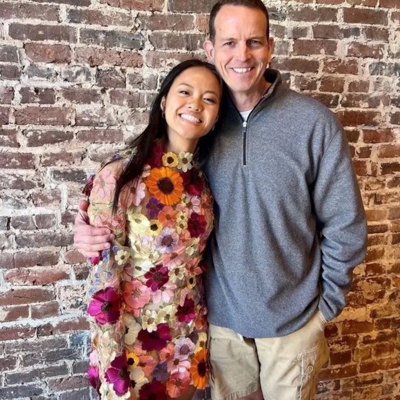 #153 Embroidered Flowers Hollow Cut Out Back , Mini Dress - Picture 6 of 13